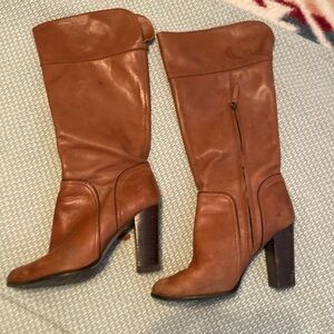 Womens Halogen leather stacked heal boot